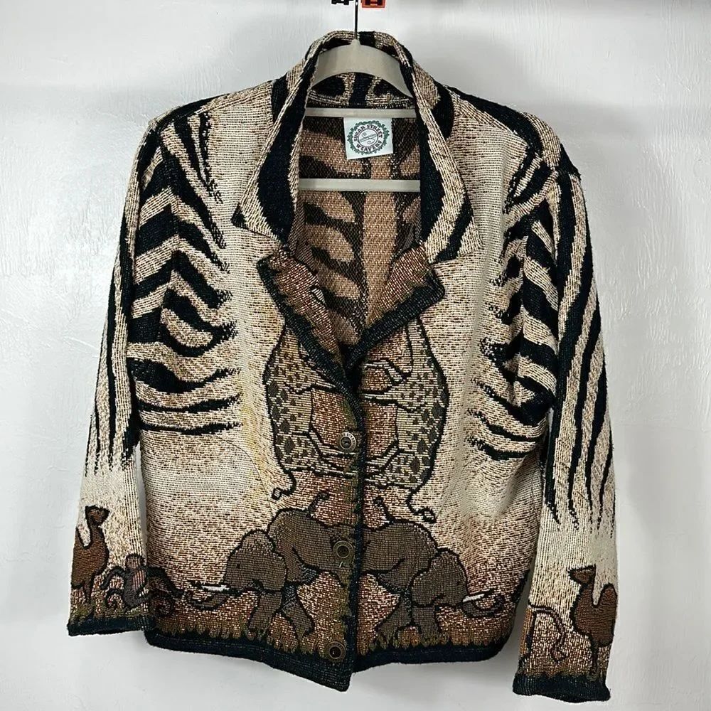 Sugar Street Weavers Vintage Tapestry Cotton Zebra Print Jacket Size S/M